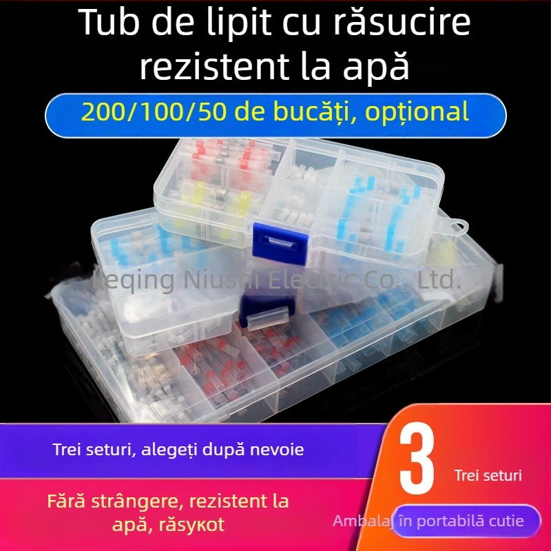 Set SST inele de lipire, impermeabil, tuburi termocontractibile, cutie terminal izolată, 100 bucăți, interfață fără lipire