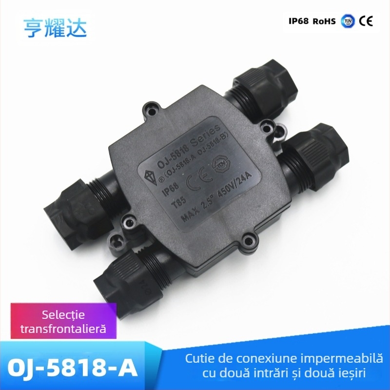 Cutie de conexiune IP68 cu 2 intrări și 2 ieșiri, bloc-terminal cu 3 poziții (iluminat stradal LED exterior)