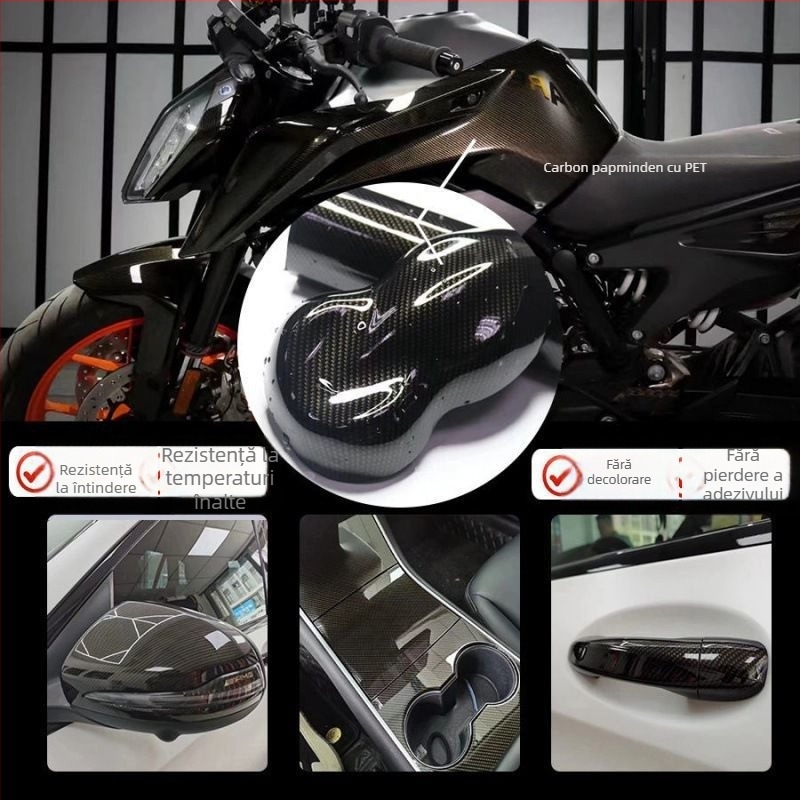 Folie auto cu textură mată din fibră de carbon pentru plafon, oglinzi și caroserie - autoadezivă • Material: Alt • Model: Vezi detalii • Montaj: Lipire • Tip: Alt