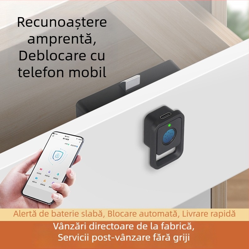 Blocare inteligentă pentru sertare cu amprentă pentru dulapuri – fără găuri, blocare cu parolă, design modern și simplu WT aliaj 2022-07