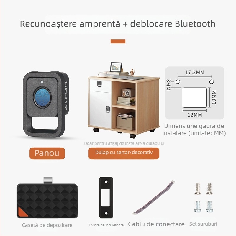 Blocare inteligentă pentru sertare cu amprentă pentru dulapuri – fără găuri, blocare cu parolă, design modern și simplu WT aliaj 2022-07