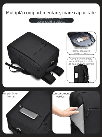 Rucsac unisex pentru călătorii și afaceri, compartiment pentru laptop, capacitate 20–35 L, material Oxford, separare uscat/umed