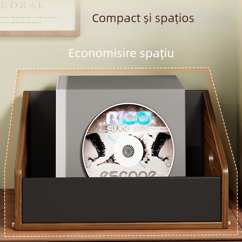 Raft de depozitare pentru viniluri din MDF și acrilic, design modern minimalist, model 2218083829504804096, multifuncțional
