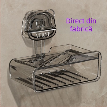 Casetă de săpun montată pe perete cu ventuze, fără găuri, set din două piese, din plastic, certificat CE, stil simplu și modern