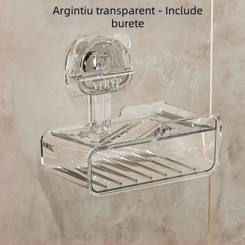 Casetă de săpun montată pe perete cu ventuze, fără găuri, set din două piese, din plastic, certificat CE, stil simplu și modern