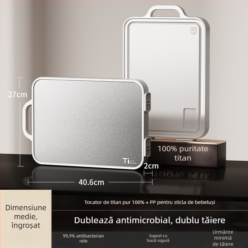 tocător din titan, cu două fețe, antibacterian, anti-mucegai, pentru uz casnic