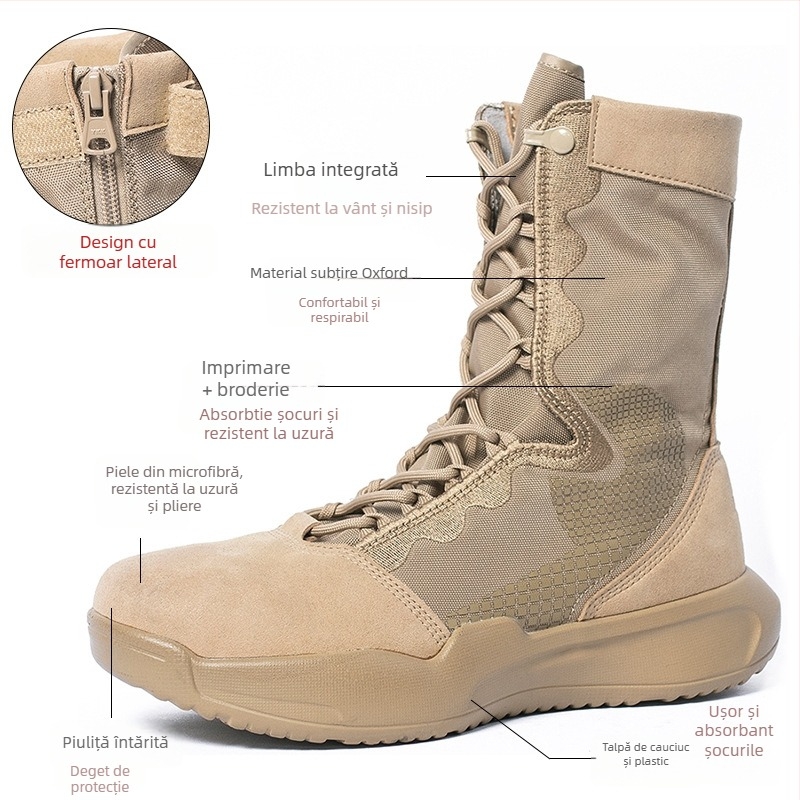 Ghete desert militare, încălțăminte de drumeție ultraușoară, microfibră, unisex pentru adulți, cod produs 2025
