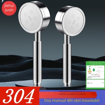 Set duș din oțel inoxidabil 304 | duș manual cu presiune și funcție ploaie | montaj manual | formă rotundă | Model: cap duș 304