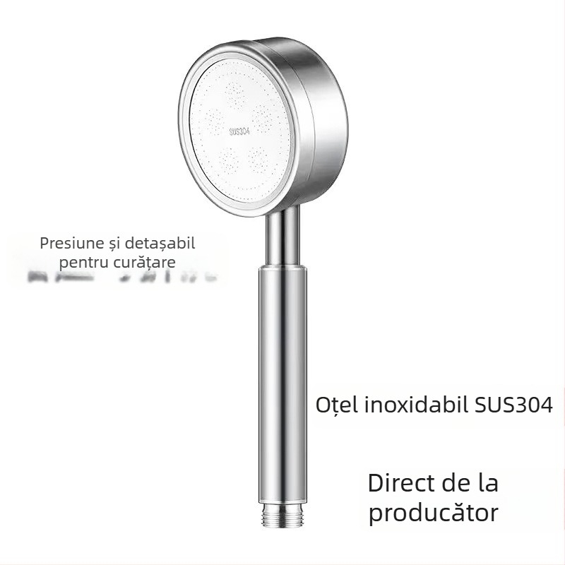 Set duș din oțel inoxidabil 304 | duș manual cu presiune și funcție ploaie | montaj manual | formă rotundă | Model: cap duș 304