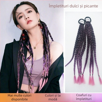 Perucă cu coadă dublă împletită, din sârmă rezistentă la temperaturi înalte, tratament mecanic, nepotrivită pentru vopsire la temperaturi ridicate, potrivită pentru toate nuanțele pielii