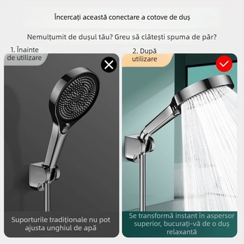 Regulator unghi duș — cot de 135°, conector reglabil cu 4 puncte, oțel inoxidabil, Boonen