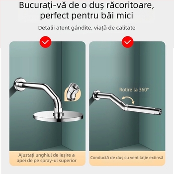 Regulator unghi duș — cot de 135°, conector reglabil cu 4 puncte, oțel inoxidabil, Boonen