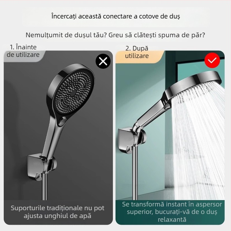 Regulator unghi duș — cot de 135°, conector reglabil cu 4 puncte, oțel inoxidabil, Boonen