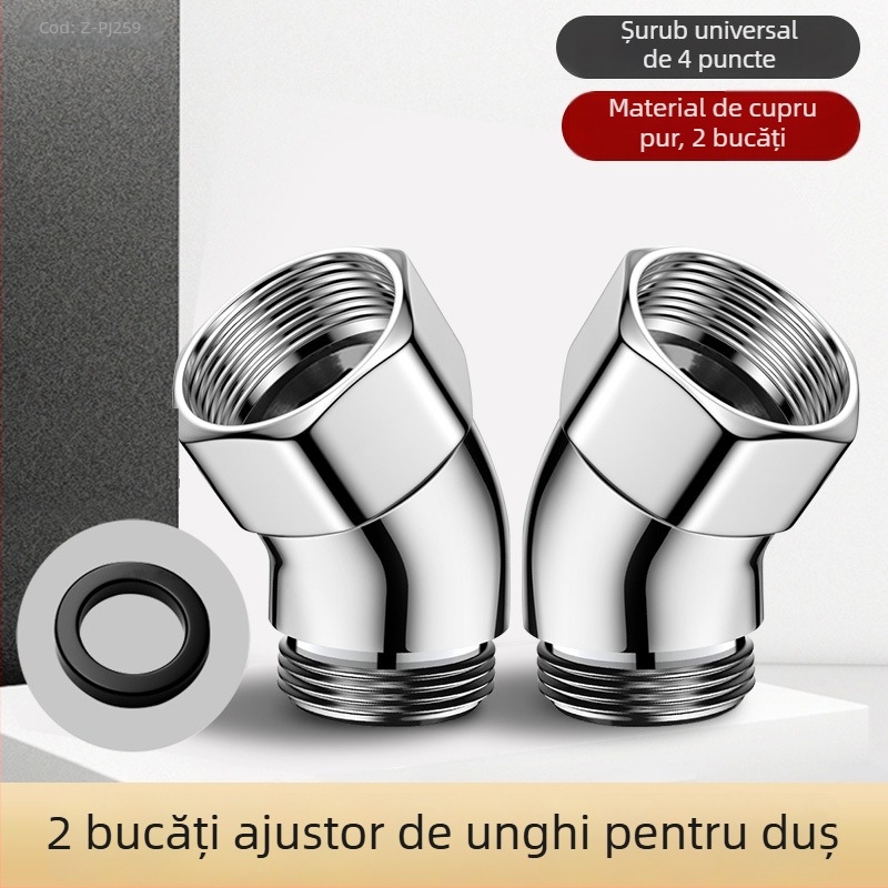 Regulator unghi duș — cot de 135°, conector reglabil cu 4 puncte, oțel inoxidabil, Boonen