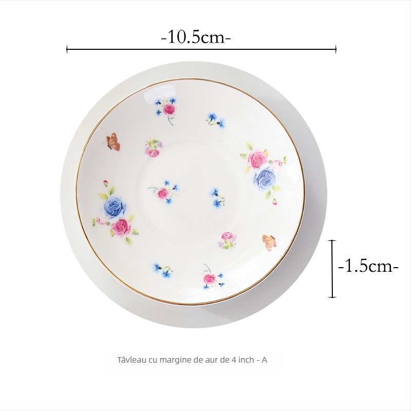 Farfurie ceramică rotundă – model floral, stil retro, rezistentă la microunde, platou multifuncțional pentru bijuterii și săpun