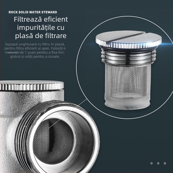 Ventil unghiular din alamă pentru WC cu filtru, montaj manual, presiune normală, pentru toaletă, 197 g