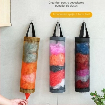 Geantă de depozitare pentru bucătărie, montată pe perete – poliester, organizator suspendat, design tridimensional, multifuncțional