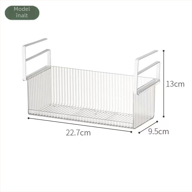 Coș suspendat sub masă – tip cârlig, PET transparent + fier, 1 etaj, multifuncțional