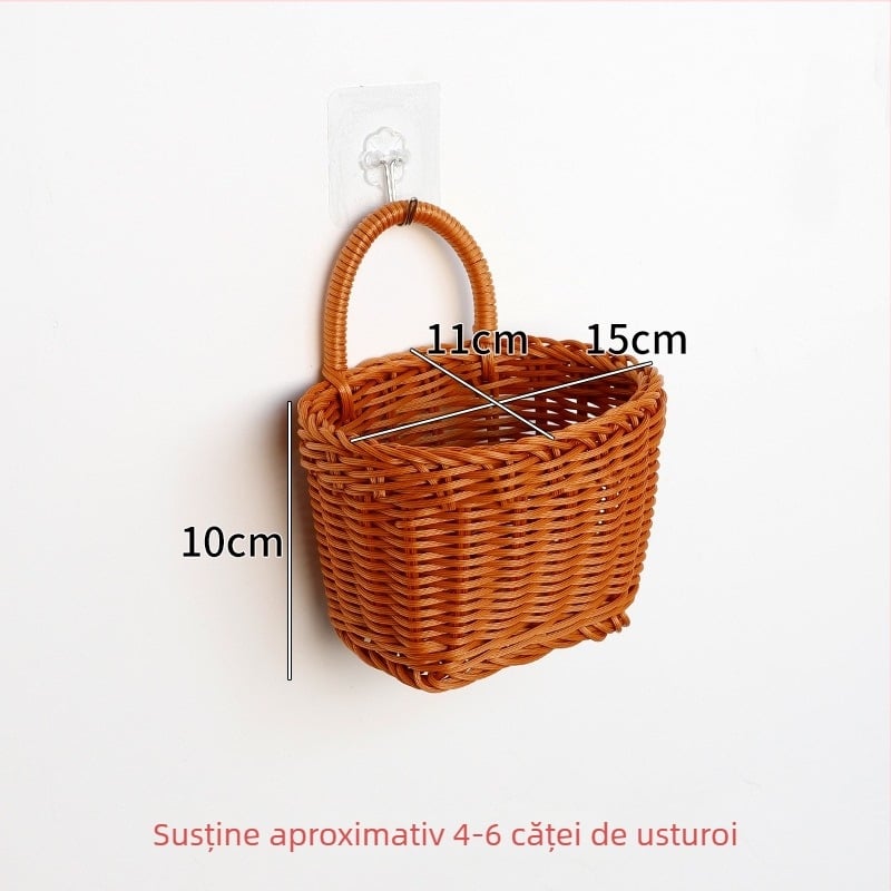 Coș de depozitare montat pe perete pentru ceapă, ghimbir și usturoi, model 31977, stil japonez, Saint-wang, material: anti-vine