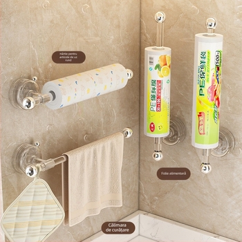 Raft de bucătărie cu ventuze pentru șervețele și role, montat pe perete, fără găuri (Material: Plastic; Brand: Matsumoto; Etichetă privată licențiată: Da; Stil: Light Luxury; Ambalare: 35 buc.)