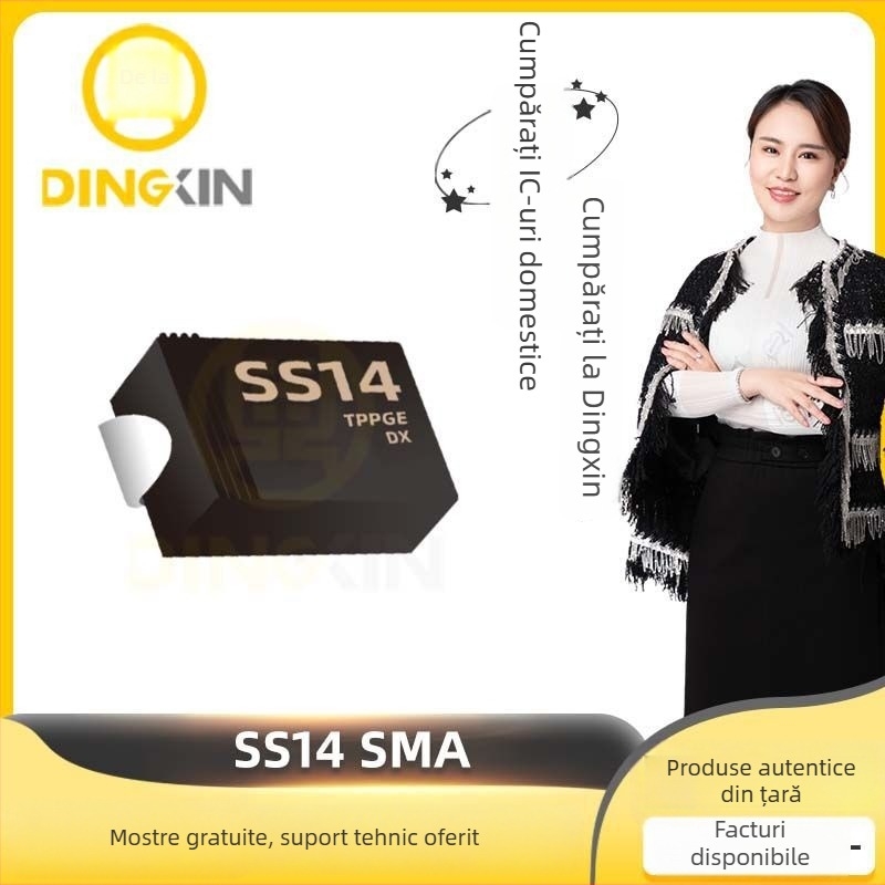 Diodă Schottky SS14 în pachet SMA, 40V 1A, 0,5V cădere de tensiune