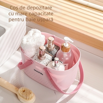 Coș de baie din plastic PP, portabil, organizator de depozitare pentru baie; soluție multifuncțională pentru cosmetice, bijuterii, cărți și rechizite