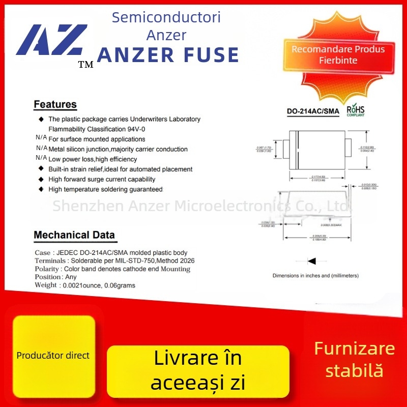 Diodă Schottky, SMD, SS24/SK24, 2A/40V, pachet SMA/SMAF/SMB