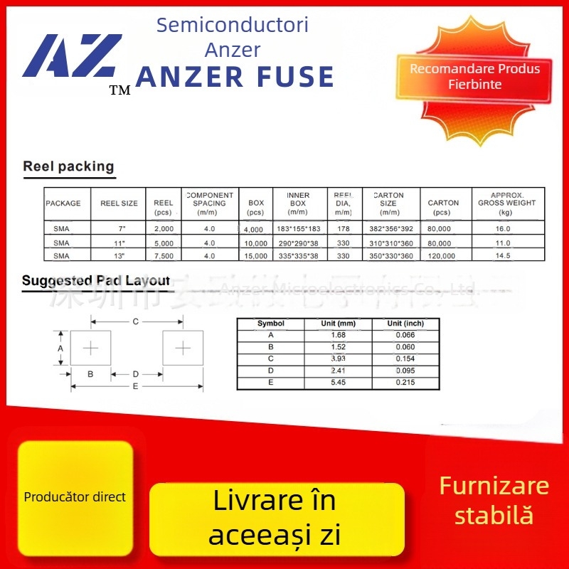 Diodă Schottky, SMD, SS24/SK24, 2A/40V, pachet SMA/SMAF/SMB