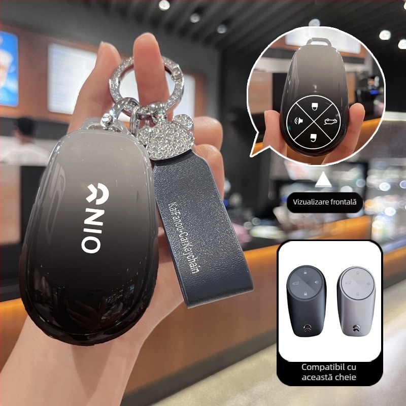 Capac cheie auto pentru NIO ET7/ET5/ES7/EC7 — TPU, stil cu buton gradient, design premium, compatibil ES6/ES8/EC6