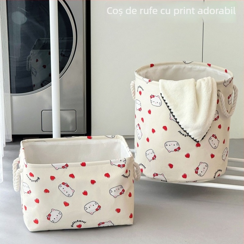 Coș de rufe pliabil din bumbac și in, impermeabil, capacitate mare, potrivit pentru baie
