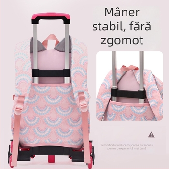 Natural Fish Geantă Școlară Detașabilă pentru Fete, Model 5159, Oxford Dungi cu Căptușeală Poliester, Rezistentă la Uzură, Anti-Furt, Rezistentă la Cutremure