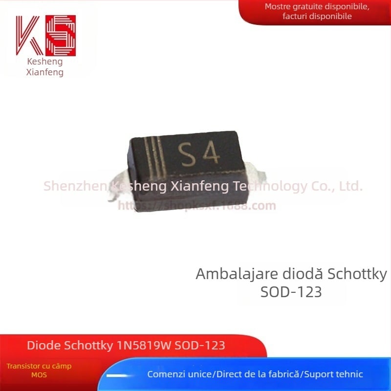 Diodă Schottky 1N5819W, ambalaj SOD-123, SMD, marcaj Silk Screen S4