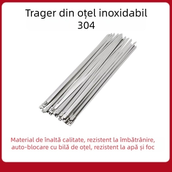 Legături pentru cabluri cu închidere automată pentru canale de cabluri, oțel inoxidabil 304, include clește, pachet 100 buc.