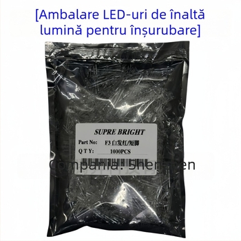 Perle LED F3 – înaltă luminozitate, 20 mA la 1.8–2.2 V, 0.06 W, cip San'an, unghi fascicul 30°