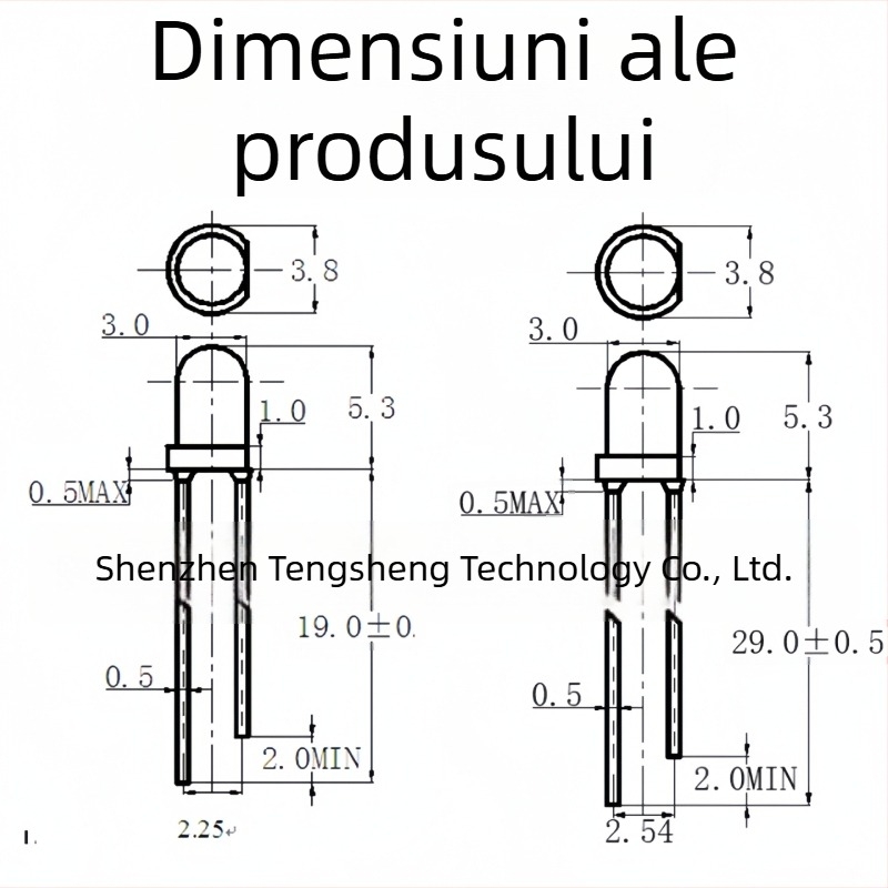 Perle LED F3 – înaltă luminozitate, 20 mA la 1.8–2.2 V, 0.06 W, cip San'an, unghi fascicul 30°