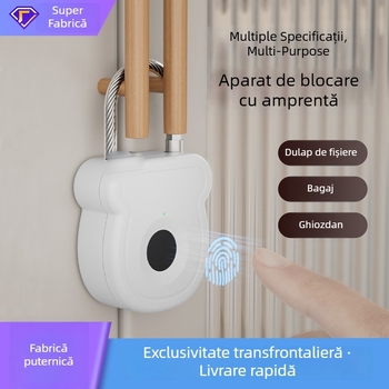 Încuietoare cu amprentă, tip G, FUJIAFU, ABS+frânghie din oțel, potrivită pentru genți, uși de dulap și coșuri