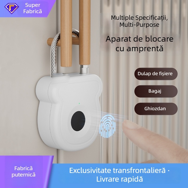 Încuietoare cu amprentă, tip G, FUJIAFU, ABS+frânghie din oțel, potrivită pentru genți, uși de dulap și coșuri