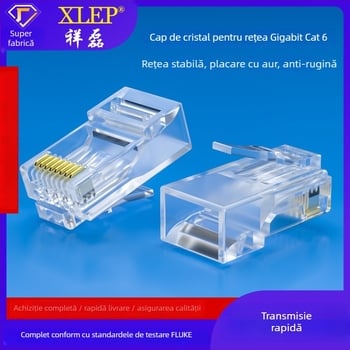 Conector RJ45 Cat6, 8 pini, placat cu aur, cupru pur