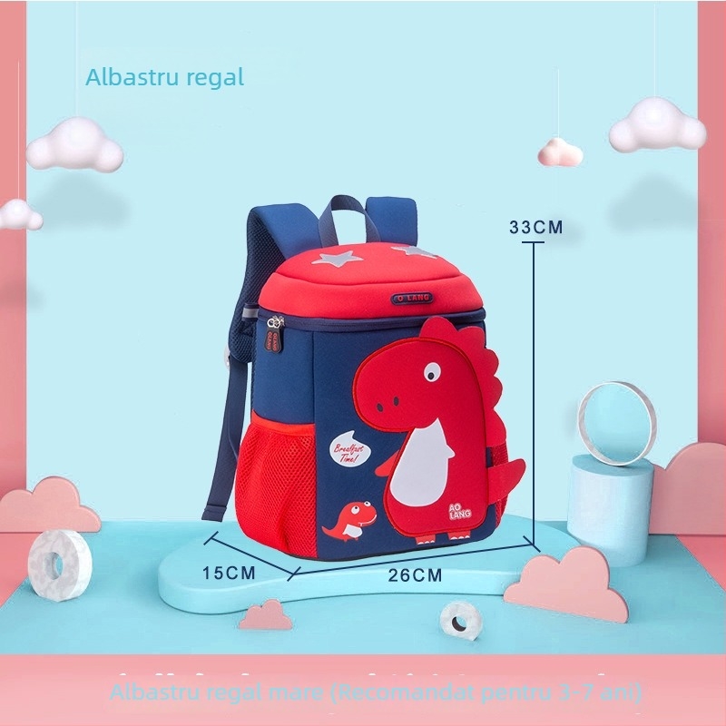 Rucsac pentru copii cu dinozaur desen animat - respirabil, impermeabil, ultraușor, protecție a spatelui, sub 20L