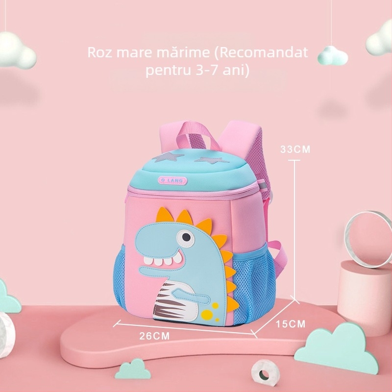 Rucsac pentru copii cu dinozaur desen animat - respirabil, impermeabil, ultraușor, protecție a spatelui, sub 20L