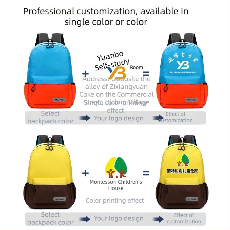 Rucsac pentru copii din pânză cu logo imprimat – Unisex, pentru școala primară, respirabil și rezistent, reduce povara