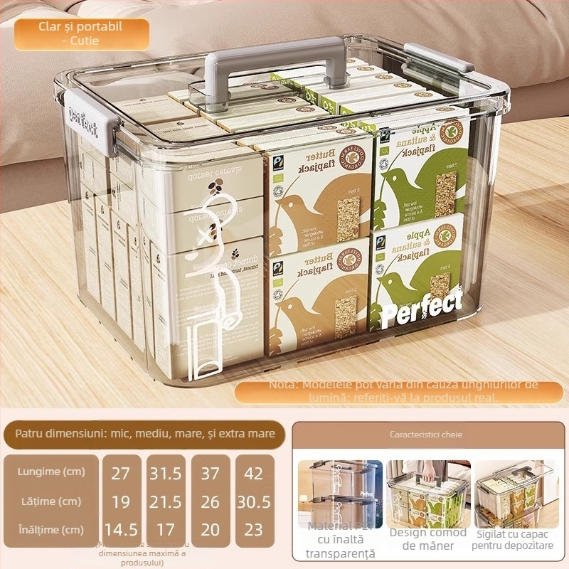 Cutie transparentă de depozitare din plastic pentru haine – portabilă, capacitate 5-10 L, material 100% nou