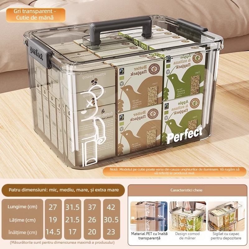 Cutie transparentă de depozitare din plastic pentru haine – portabilă, capacitate 5-10 L, material 100% nou