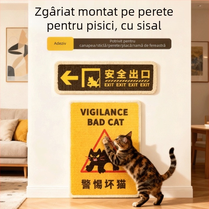 Tablă de zgâriere pentru pisici – vertical montat pe perete, din sisal, 40 bucăți în cutie, stil în trend național