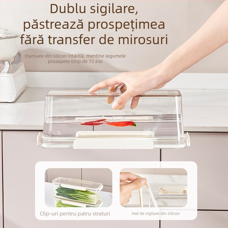 Cutie crisper pentru frigider – stil japonez, din plastic, portabil, păstrează prospețimea