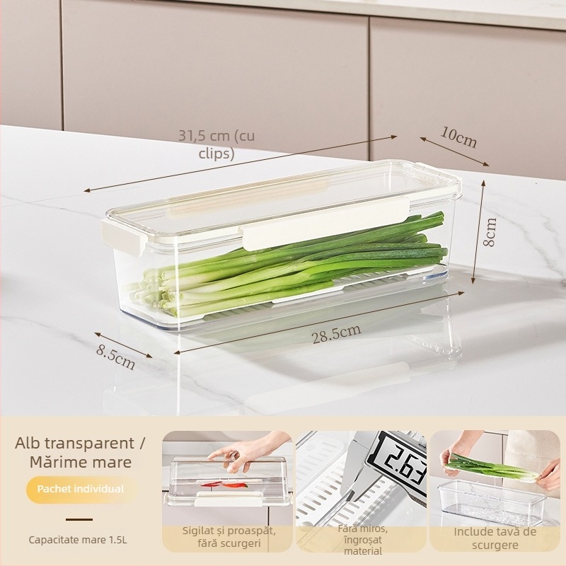 Cutie crisper pentru frigider – stil japonez, din plastic, portabil, păstrează prospețimea