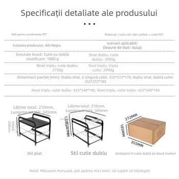 Raft sub chiuvetă cu glisare dublă, din oțel carbon, multifuncțional