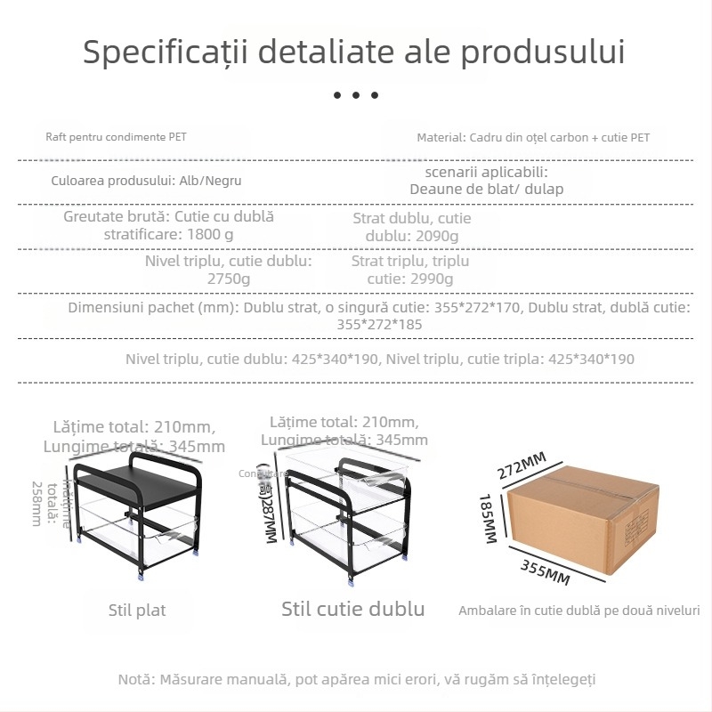 Raft sub chiuvetă cu glisare dublă, din oțel carbon, multifuncțional