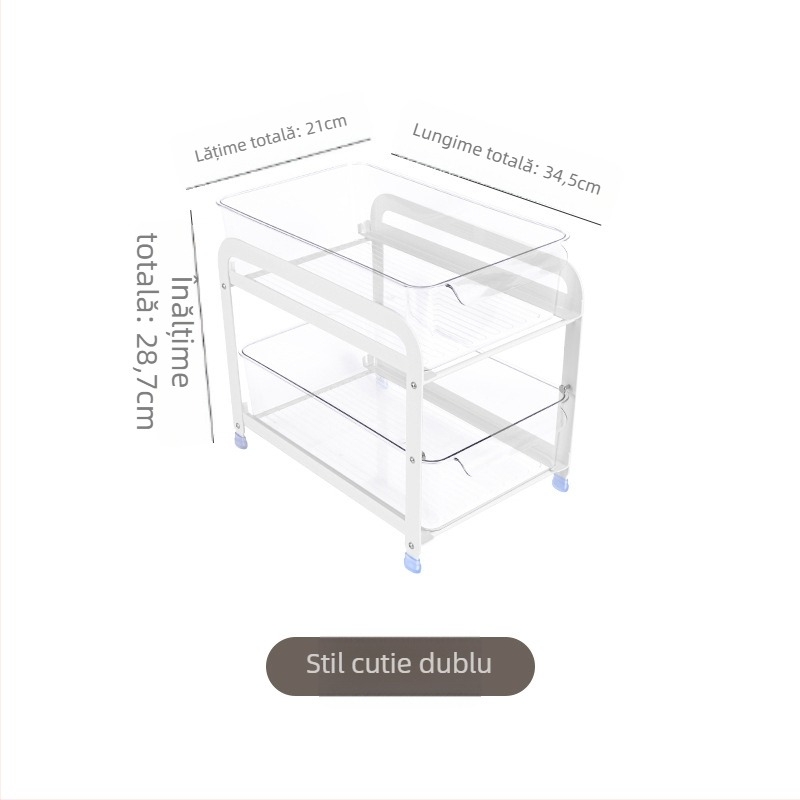 Raft sub chiuvetă cu glisare dublă, din oțel carbon, multifuncțional
