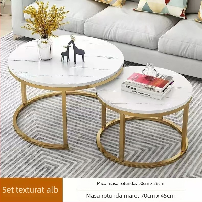 masă de cafea cu margine rotundă, cadru metalic, blat din placă de densitate, stil modern minimalist nordic, modelul 001, asamblare necesară.